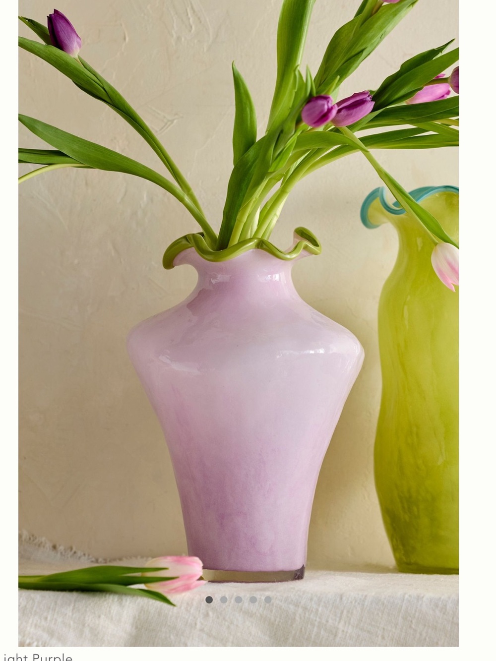 Anthropologie Terrain Hand blown Contrast Rim Glass Vase NEW